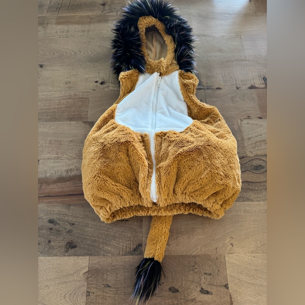 Going wild cute lion Brown Furry Hooded Vest Halloween costume size 24 months